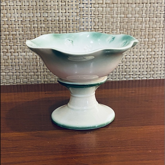 🇺🇸🌟HP🌟VTG 1950-60s Glazed Ceramic Butterfly Pedestal Bowl Made in USA - Picture 1 of 10